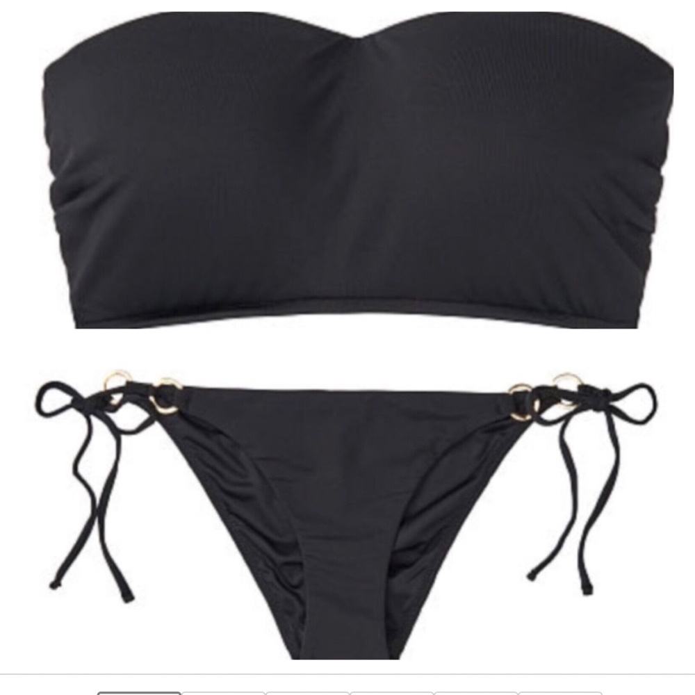 🔥HOST PICK🔥Victoria's Secret Lace-up Bandeau Bikini Top/Side Tie Ring Bottom